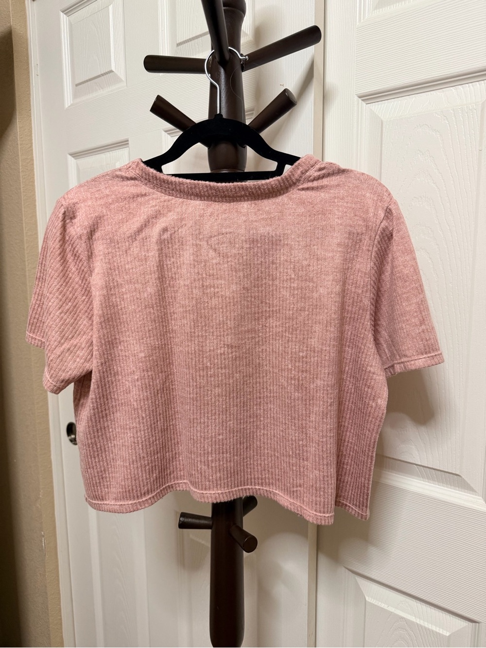 Jockey Ribbed Short Sleeve Crop Top - Dusty Pink